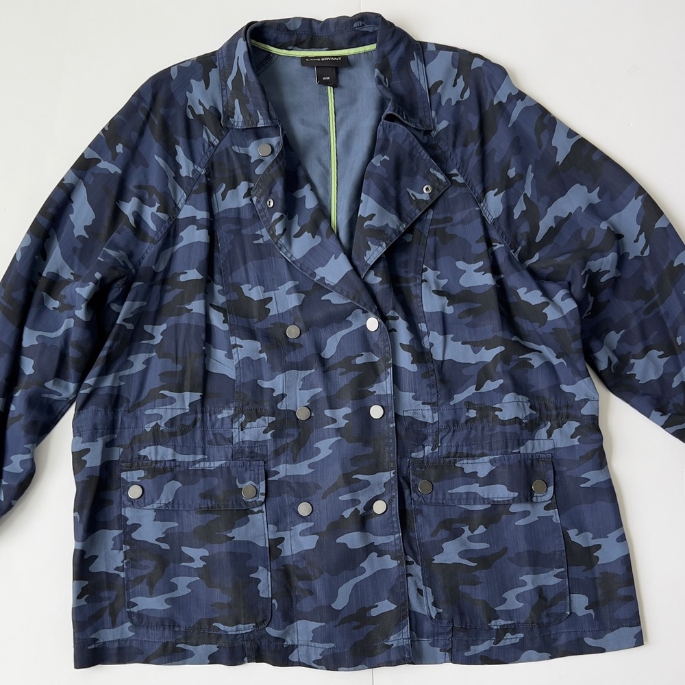 Lightweight Navy Camo Utility Jacket - lane Bryant